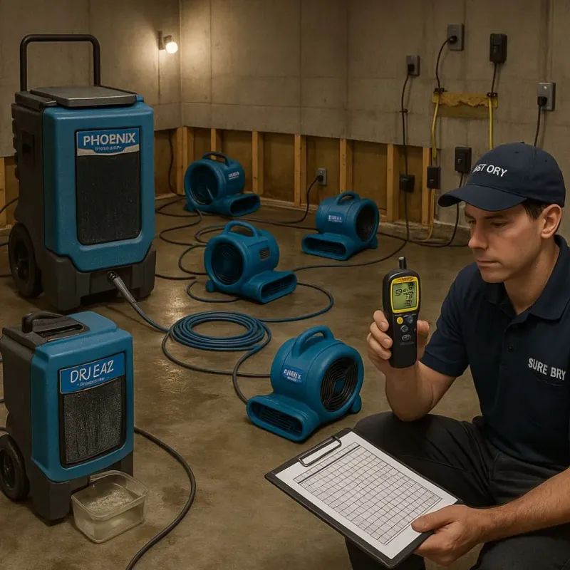 Structural Drying and Dehumidification process in Kenmore, WA